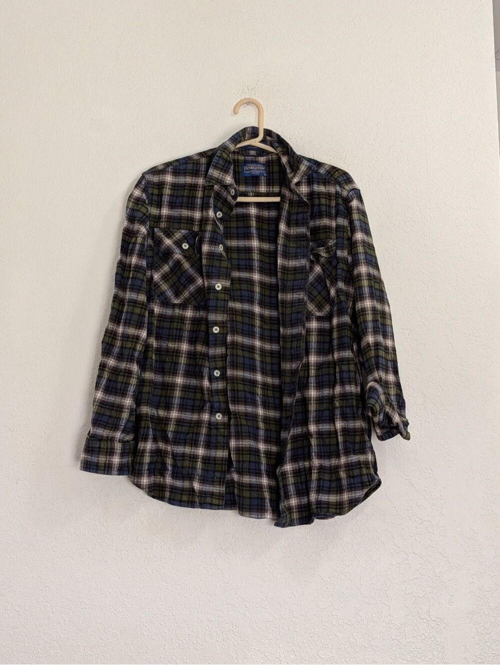 PENDLETON MENS BURNSIDE FLANNEL SHIRT PLAID SIZE M BUTTON DOWN